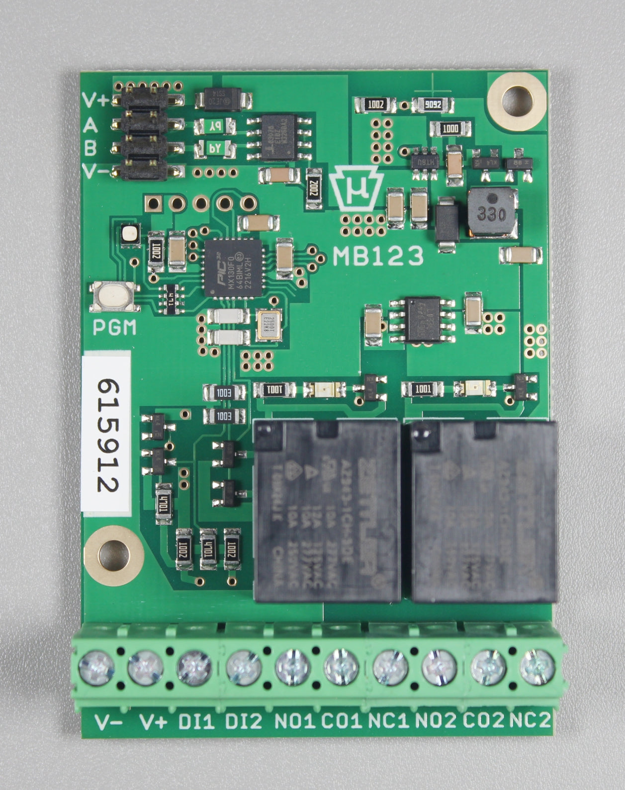 MB123 Modbus RTU I/O Module With Two Relays and Two Logic Inputs